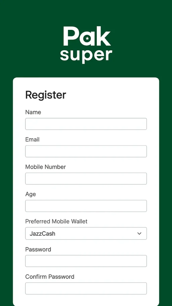 Registration form