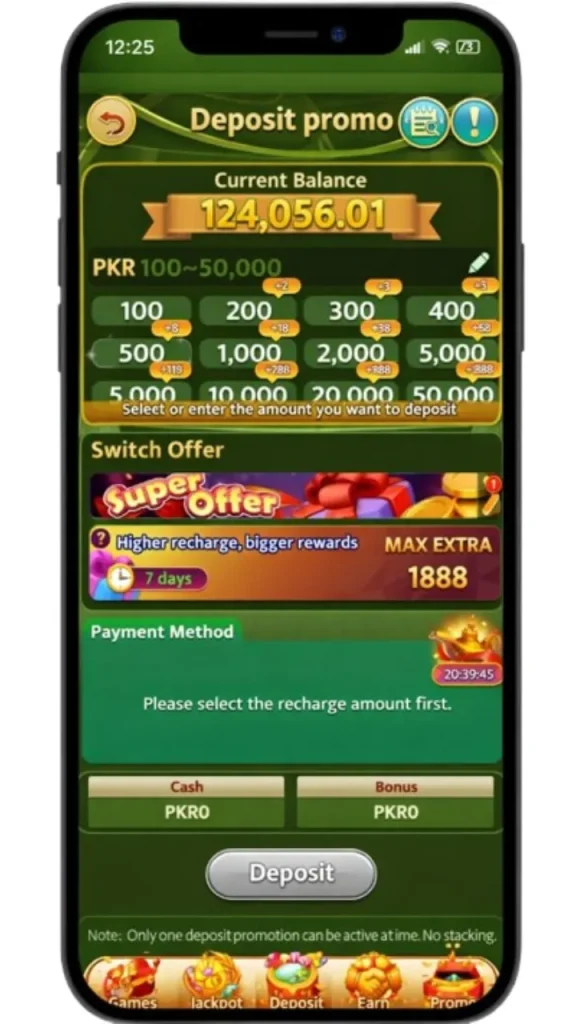 Deposit money in Pak Super Game